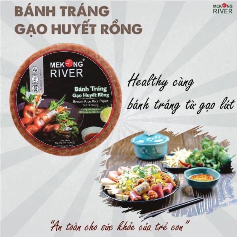 Bánh Tráng Gạo Lứt Huyết Rồng Mekong River 300gr, Bánh Tráng 3 Màu Beorganic Eat Clean, Healthy Dành Cho Người Ăn Kiêng