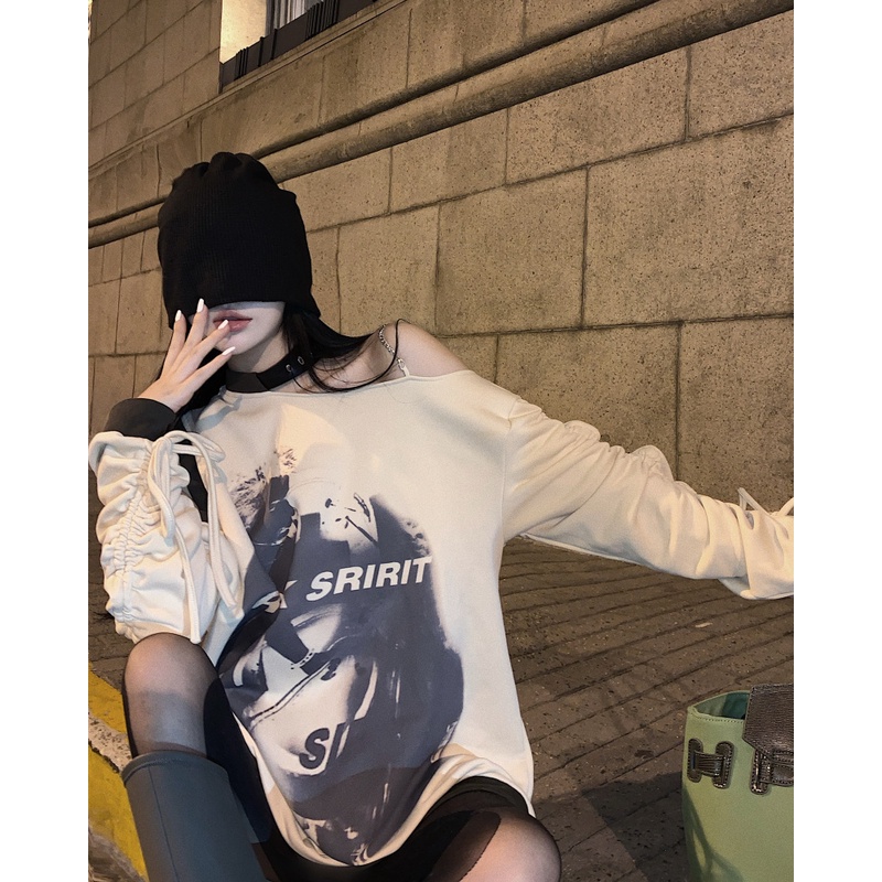 IELGY Áo sweater dáng rộng thời trang sành điệu cho nữ