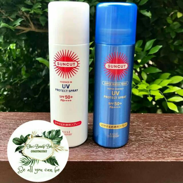 🌞Kem chống nắng dạng xịt, siêu chống nước Kosé Cosmeport Suncut UV protect spray và Super Waterproof SPF50+ PA++++