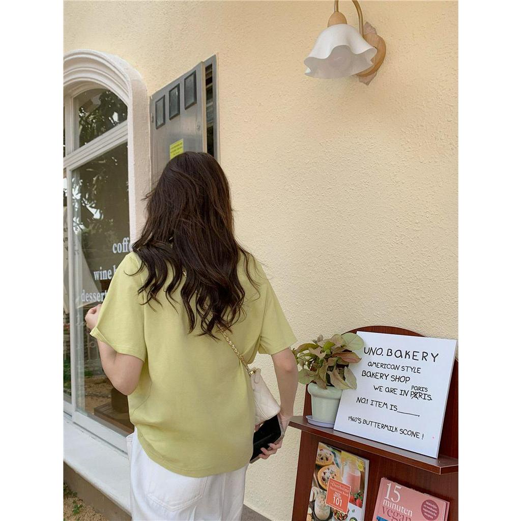 Áo Thun Cotton Cổ Tròn Dáng Rộng Ngắn Tay In Chữ Thời Trang Cá Tính 61291