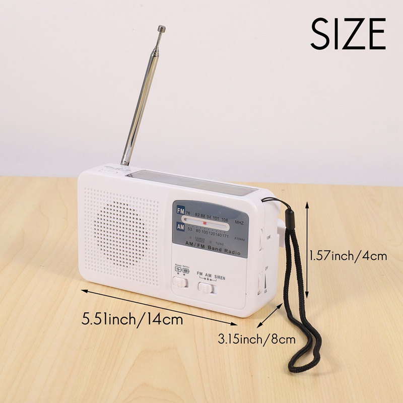 Radio Khẩn Cấp Sử Dụng Năng Lượng Mặt Trời Và Tay Quay Tự Động Sạc Pin USB FM / AM Tích Hợp Đèn Pin Điện Thoại