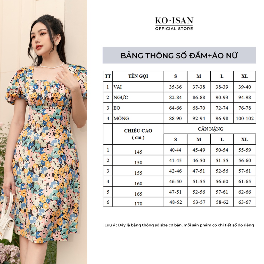 Đầm công sở nữ hoa cổ vuông xòe KOISAN họa tiết hoa chất liệu lụa cao cấp  21096667