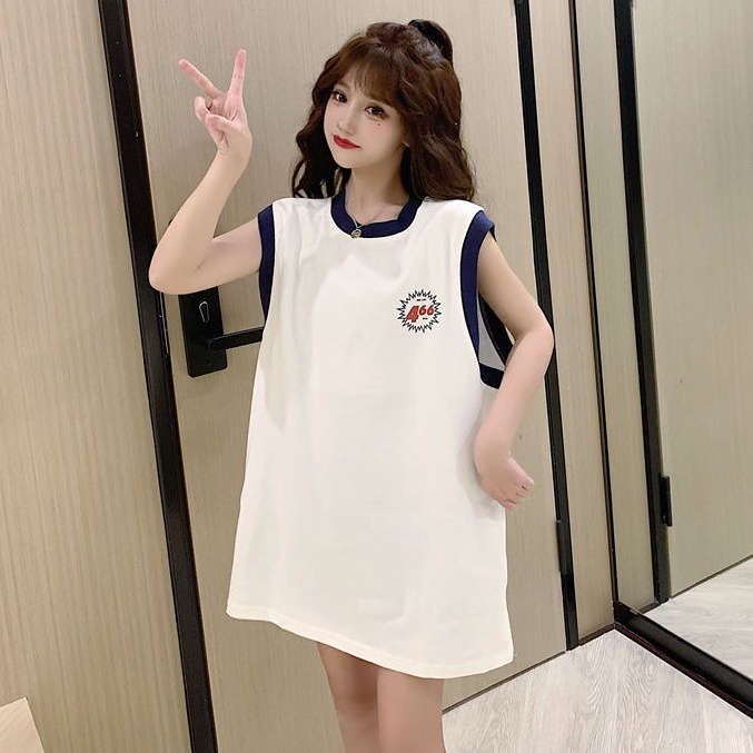 Áo Thun Không Tay Dáng Rộng Phong Cách Hip Hop Thời Trang Mùa Hè Hàn Quốc Dành Cho Nữ