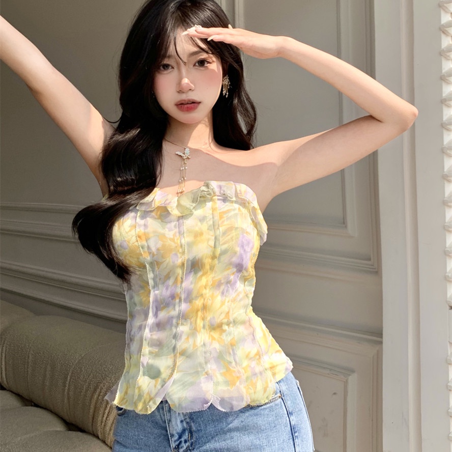 Áo Ống Hoạ Tiết Hoa Thiết Kế Hợp Thời Trang Cho Phái Nữ