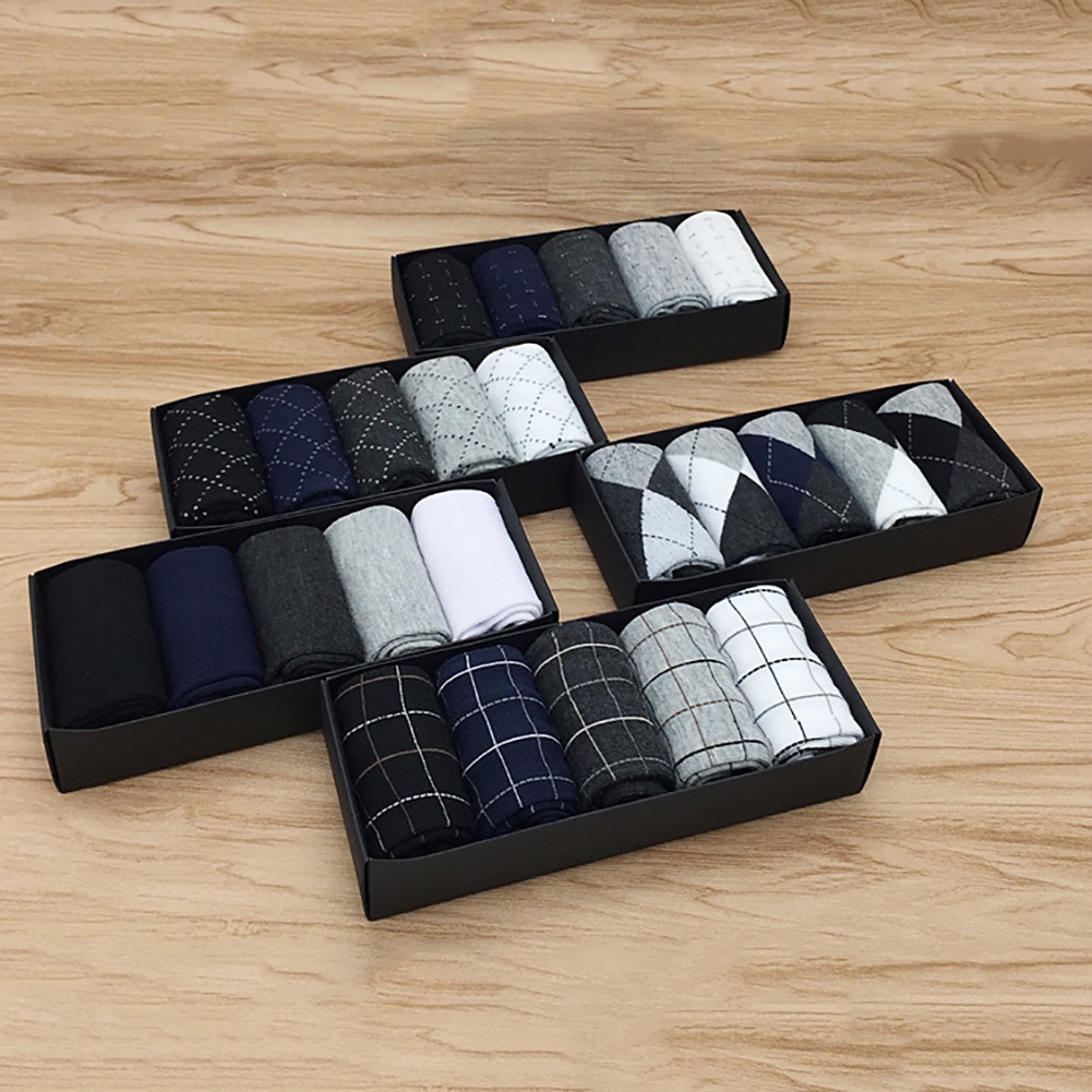 Bộ 3 / 5 Đôi Vớ Cotton Thoáng Khí Thời Trang Công Sở Thanh Lịch Cho Nam