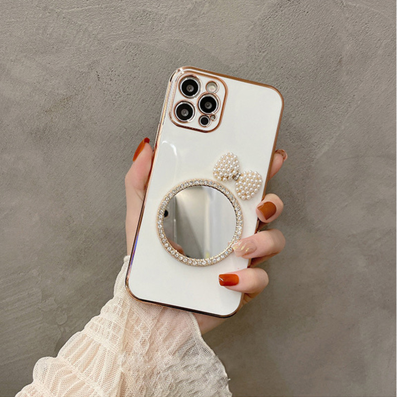 IPhone 12mini Case Is Suitable for IPhone XR Electroplating XS Fine Hole 11promax IPhone 12 Promax 11 Promax iPhone 11/8 Plus/12 Mini/7/8/X/XsMax Water Drill 7 Pearl 8 Mirror IPhone Case