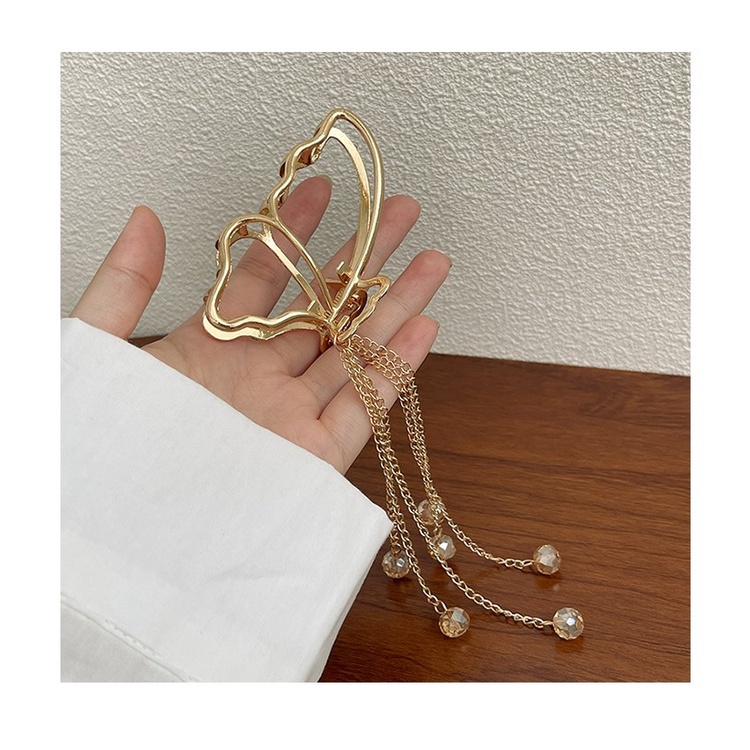 Kẹp tóc bằng kim loại hình bướm đính pha lê sang trọng