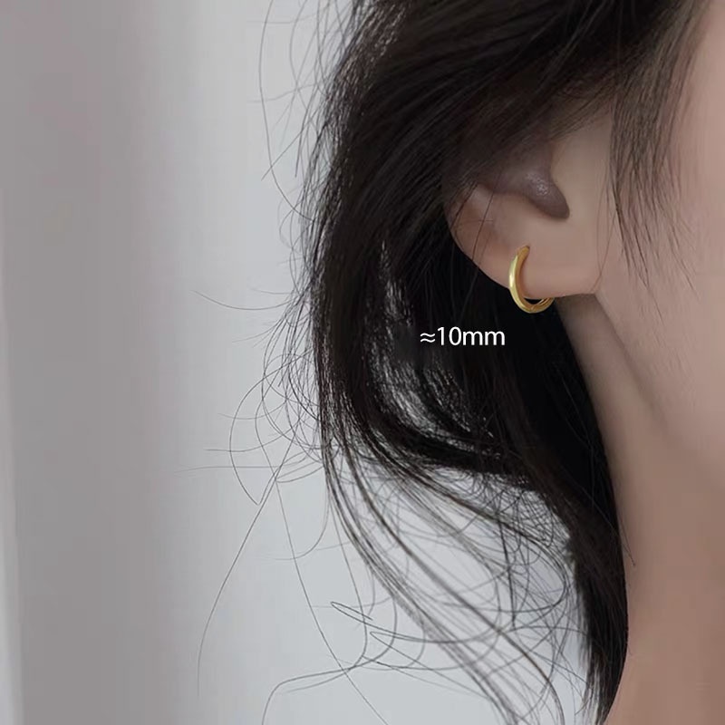 Khuyên Tai Tròn Mạ Vàng Bạc 6mm / 8mm / 10mm Thời Trang Cho Nữ