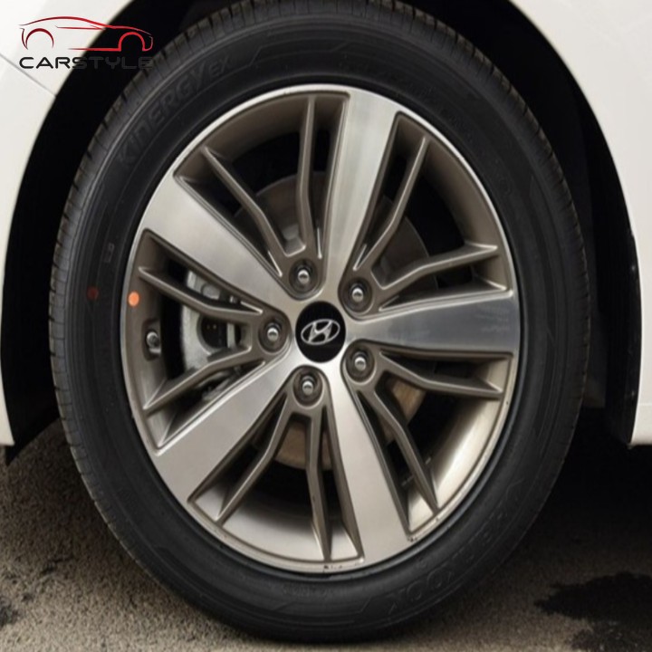Logo chụp mâm bánh xe ô tô Hyundai HY-60 Kích thước 60mm: Màu Đen và Bạc （1 Chiếc)
