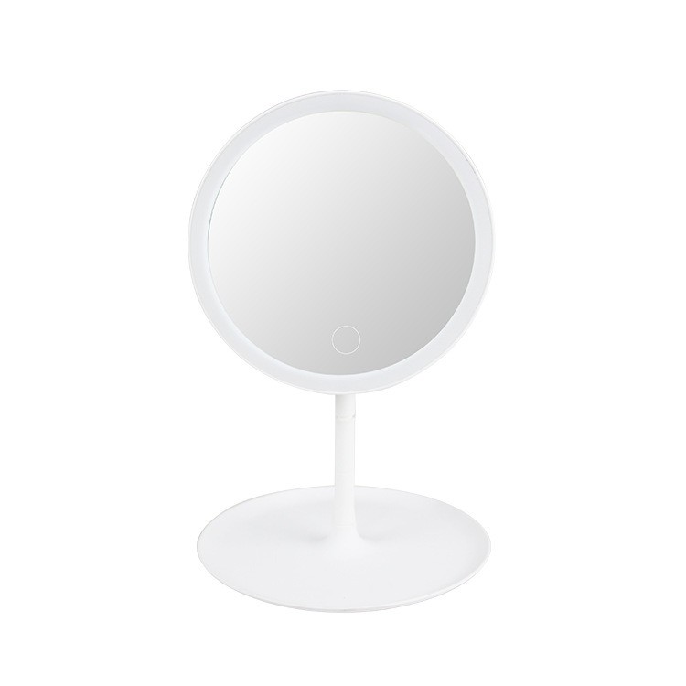 Gương tròn trang điểm để bàn có đèn LED, Đèn bàn cảm ứng 3 cấp độ ánh sáng, Cáp sạc USB