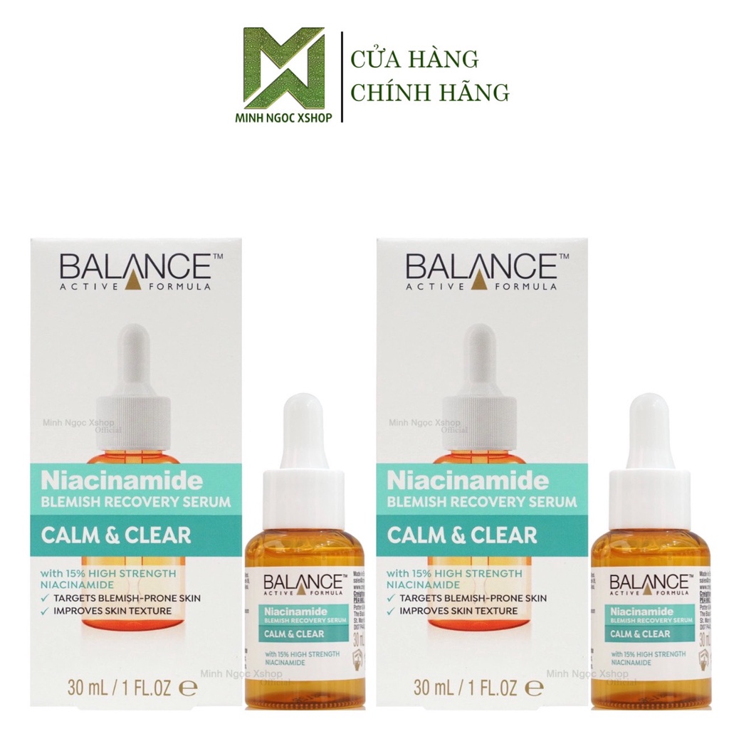 Combo 2 chai serum ngừa mụn mờ thâm BALANCE ACTIVE FORMULA NIACINAMIDE 15% BLEMISH RECOVERY 30ml