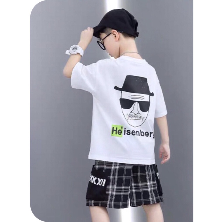 Đồ bộ bé trai Chan Chan cotton Ông già kính đen phối quần caro, thời trang dành cho trẻ em từ 4 đ