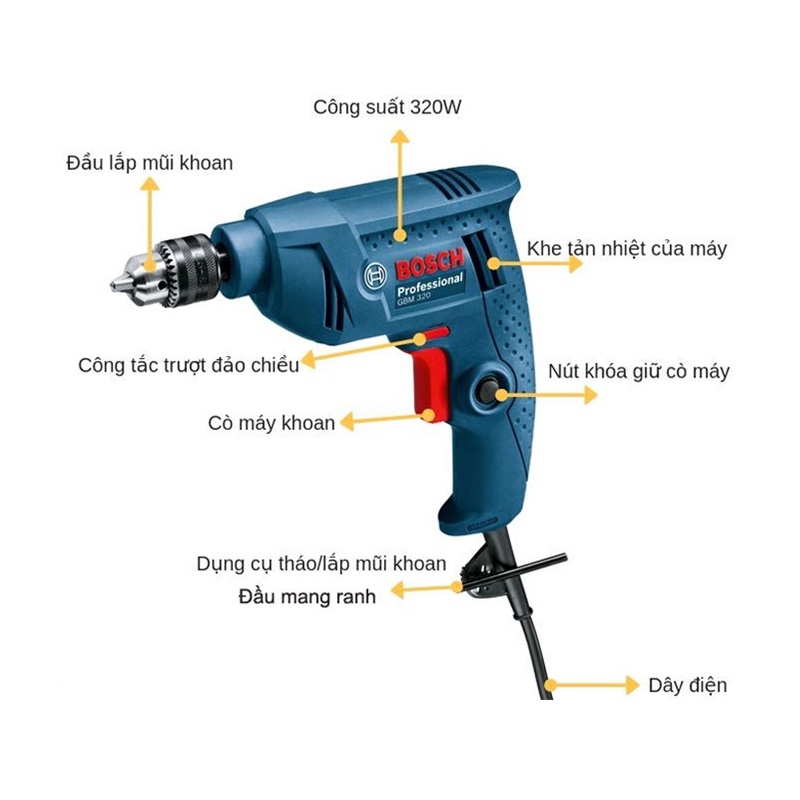 Máy khoan sắt Bosch GBM 320 - Hàng chính hãng