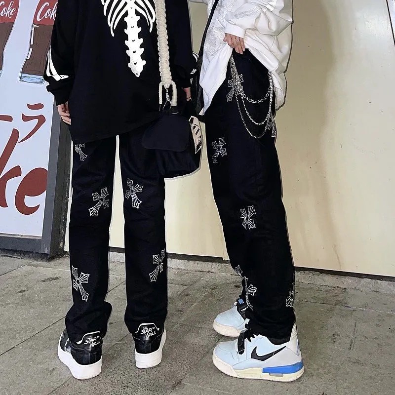 [ Sẵn size XL] Quần Jean unisex họa tiết thánh giá siêu chất