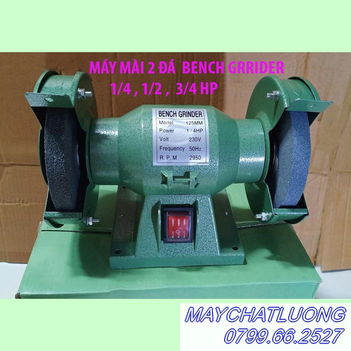 MÁY MÀI 2 ĐÁ CHÍNH HÃNG BENCH GINDER 1/4HP, 1/2HP, 3/4HP | Shopee ...