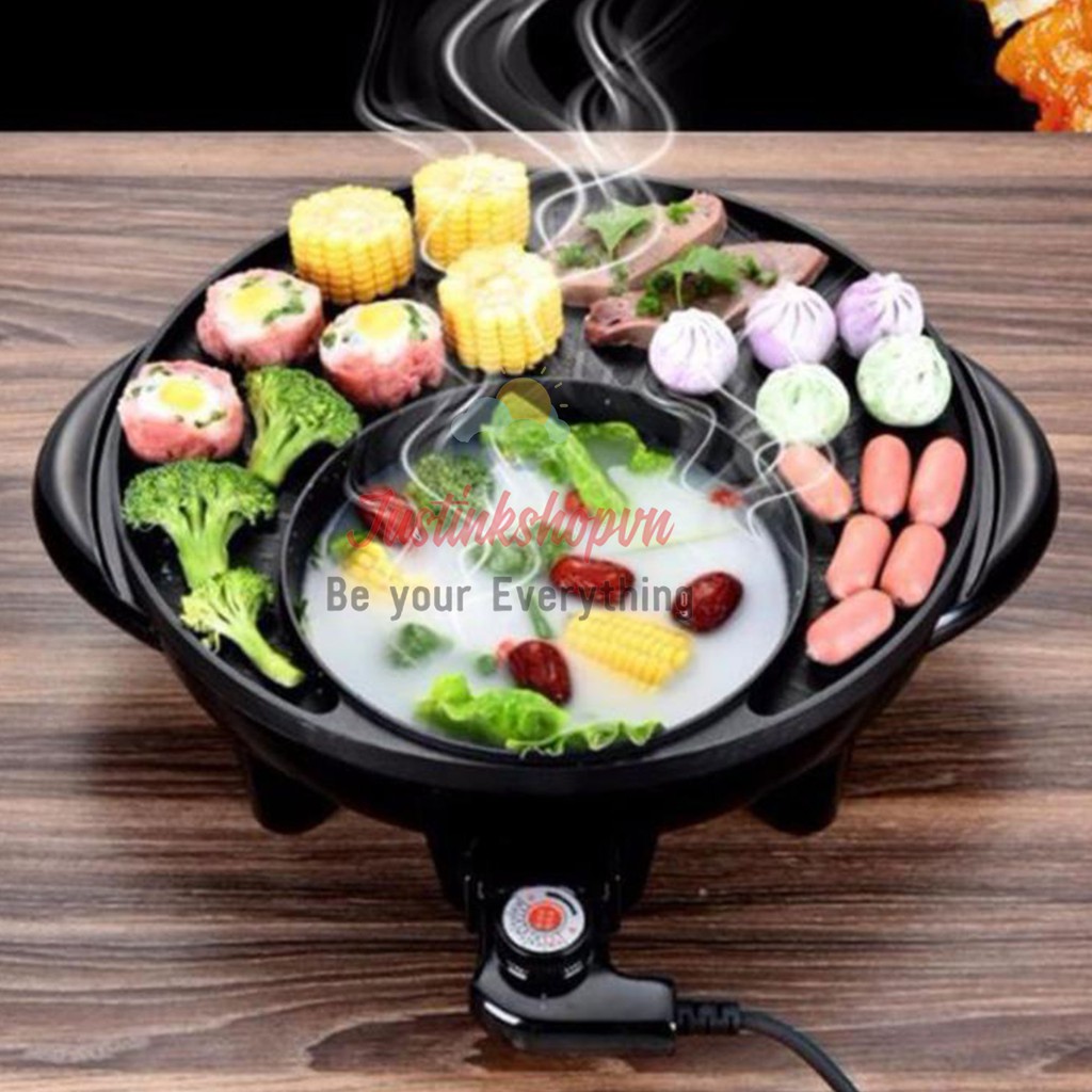 BẾP CHẢO LẨU NƯỚNG BBQ ĐIỆN TRÒN ĐA NĂNG KENSONIC KIỂU HÀN QUỐC 2IN1 - JLVQ-4039-CLND