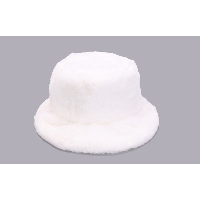 Mũ Bucket Màu Trắng Lông Cực Dày Mượt