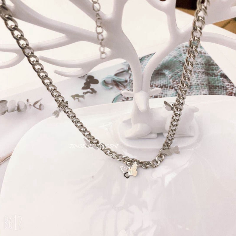 Dây Chuyền Thép Titan Mặt Hình Bươm Bướm Xinh Xắn Cho Nữ
