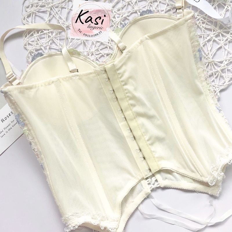 Đồ lót nội y corset ren chỉ 3D cao cấp