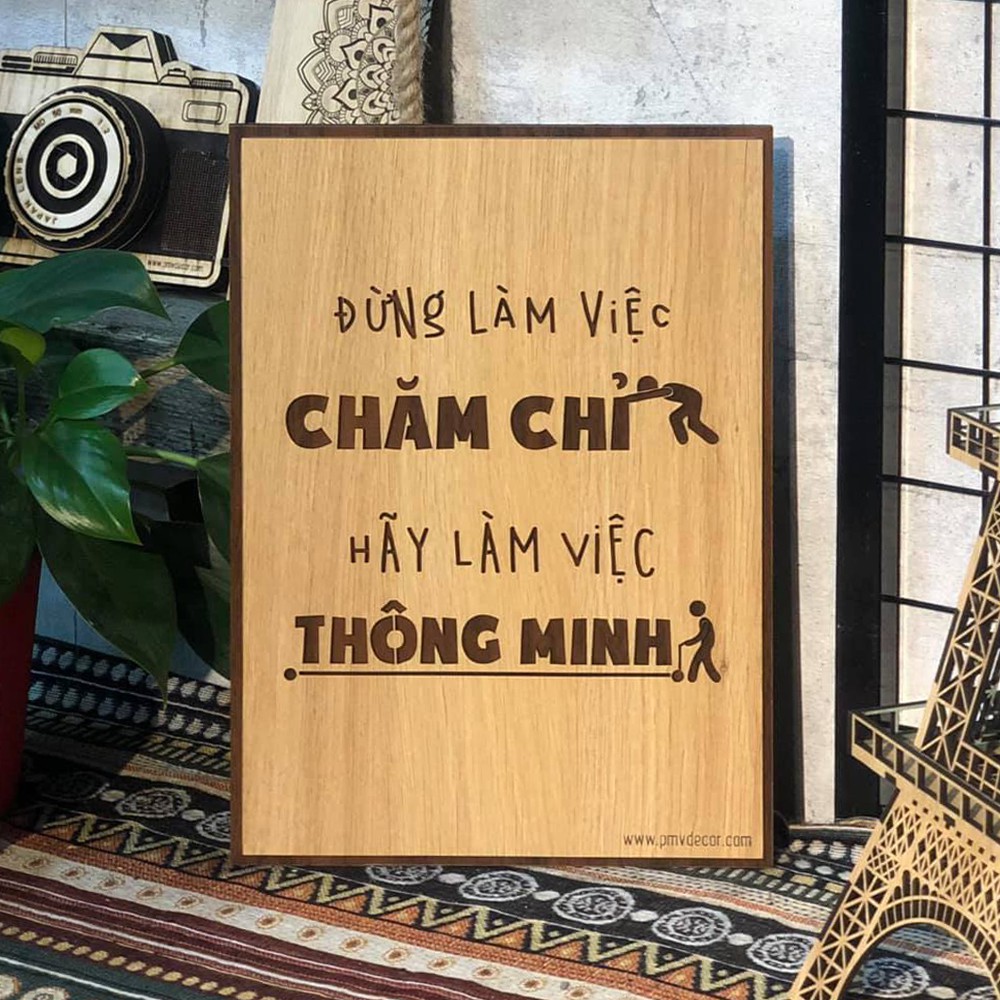 TRANH ĐỘNG LỰC. Tranh gỗ 2 màu tương phản, treo văn phòng tạo động lực làm việc. TDL-PMV26