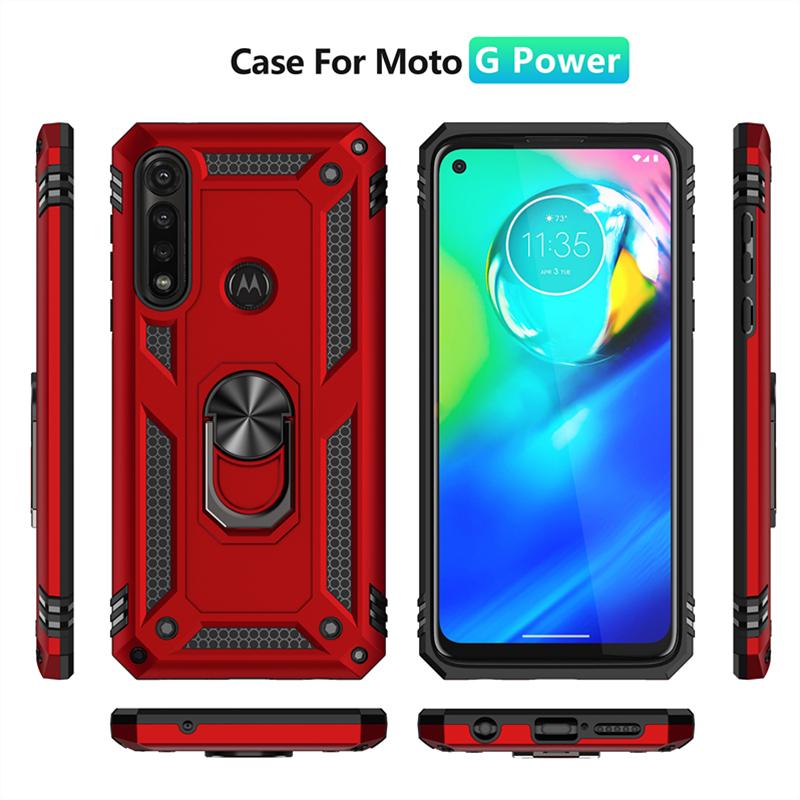 Chống Rơi Ốp Điện Thoại Có Giá Đỡ Hai Lớp Cho Motorola Moto E 2020 E7 E6 G Stylus P40 Power G8 Plus G6 One Hyper Zoom Pro Vision Z4