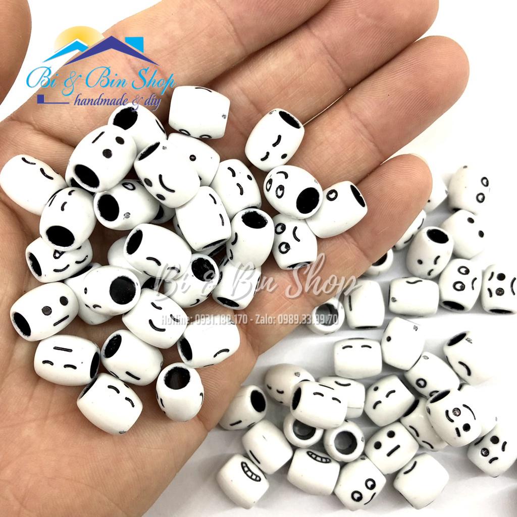 35 Cái Charm Hạt Nhựa Lu In Hình Khuôn Mặt Nhiều Sắc Thái Làm Vòng Đeo Tay Trang Sức Handmade