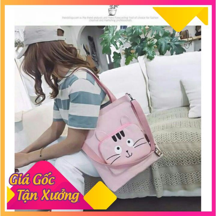 [ SALE SỐC ] Túi tote size đại hộp mặt mèo CÓ ẢNH THẬT