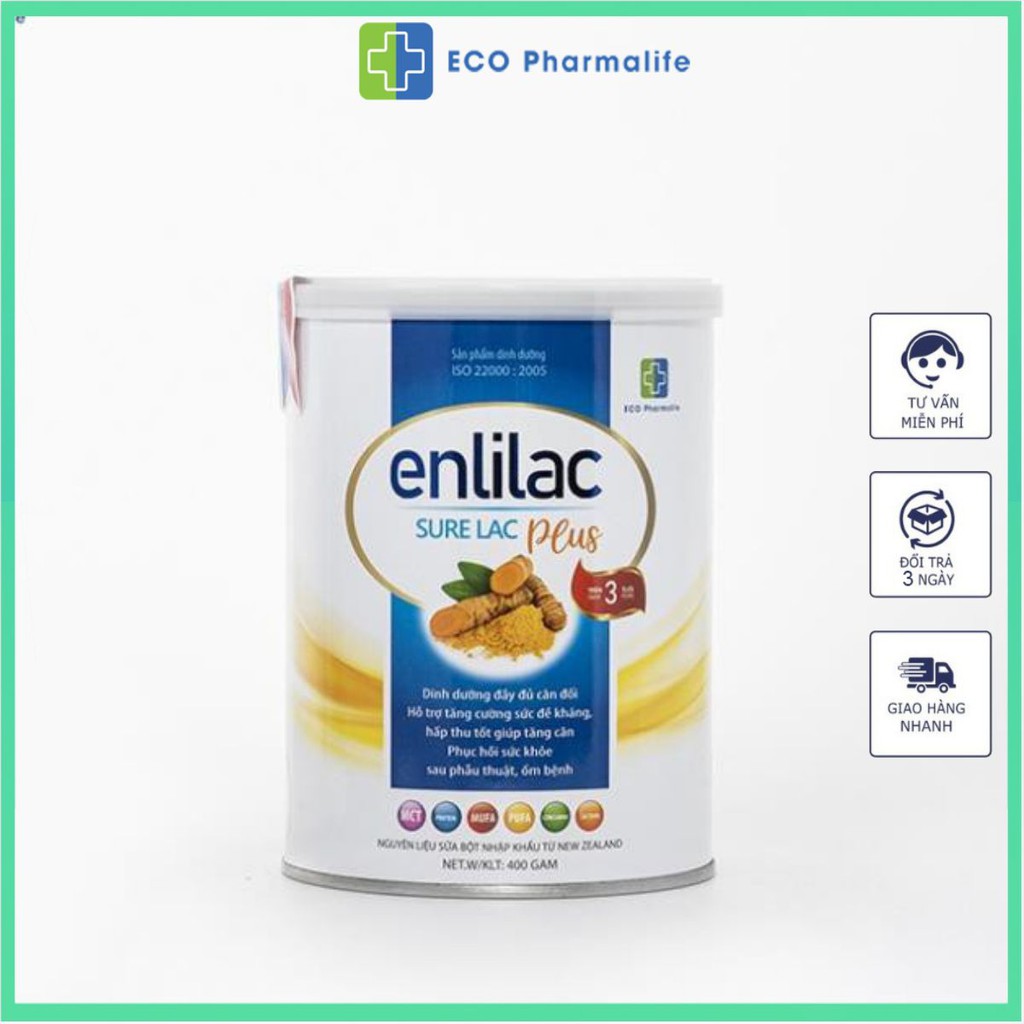Sữa bột Enlilac SureLac Plus, dinh dưỡng cao, năng lượng toàn diện cho người ốm bệnh và sau phẫu thuật