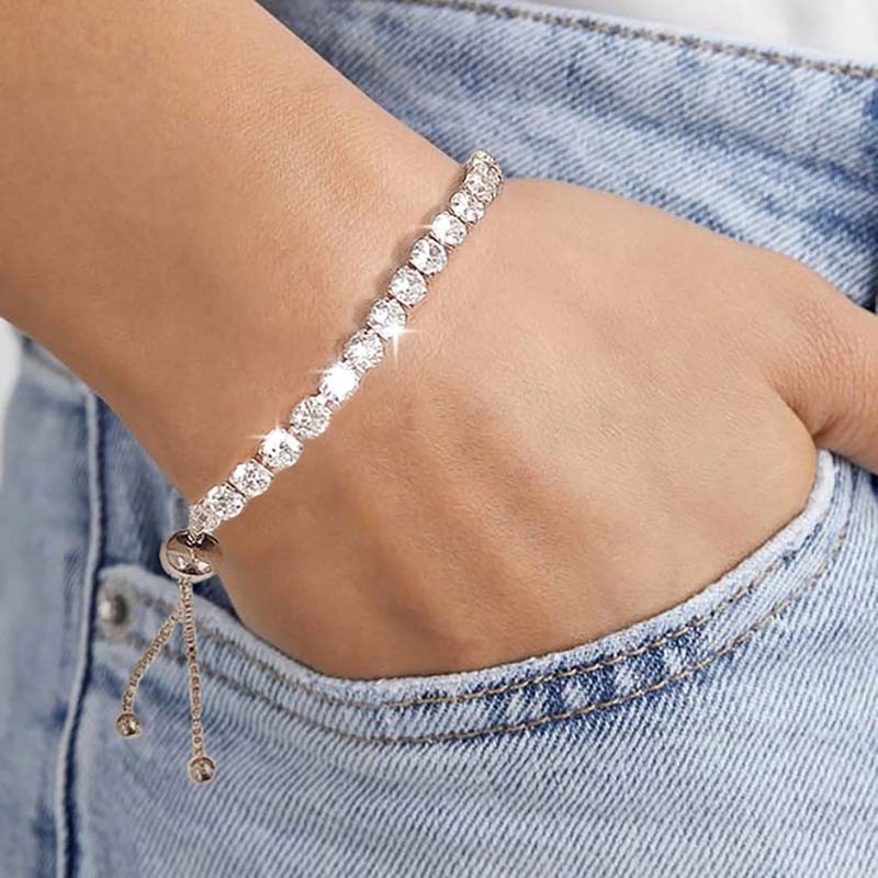 1 Vòng Tay Đính Đá Zircon Nhiều Màu Sắc Có Thể Điều Chỉnh Thời Trang Cho Nữ