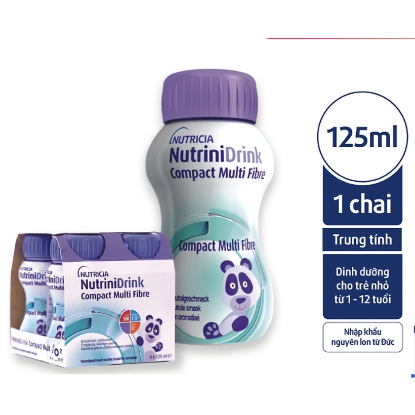 Sữa nước NutriniDrink Compact Multi Fibre 1 lốc (4 chai) - Dinh dưỡng dành cho trẻ từ 1-12 tuổi