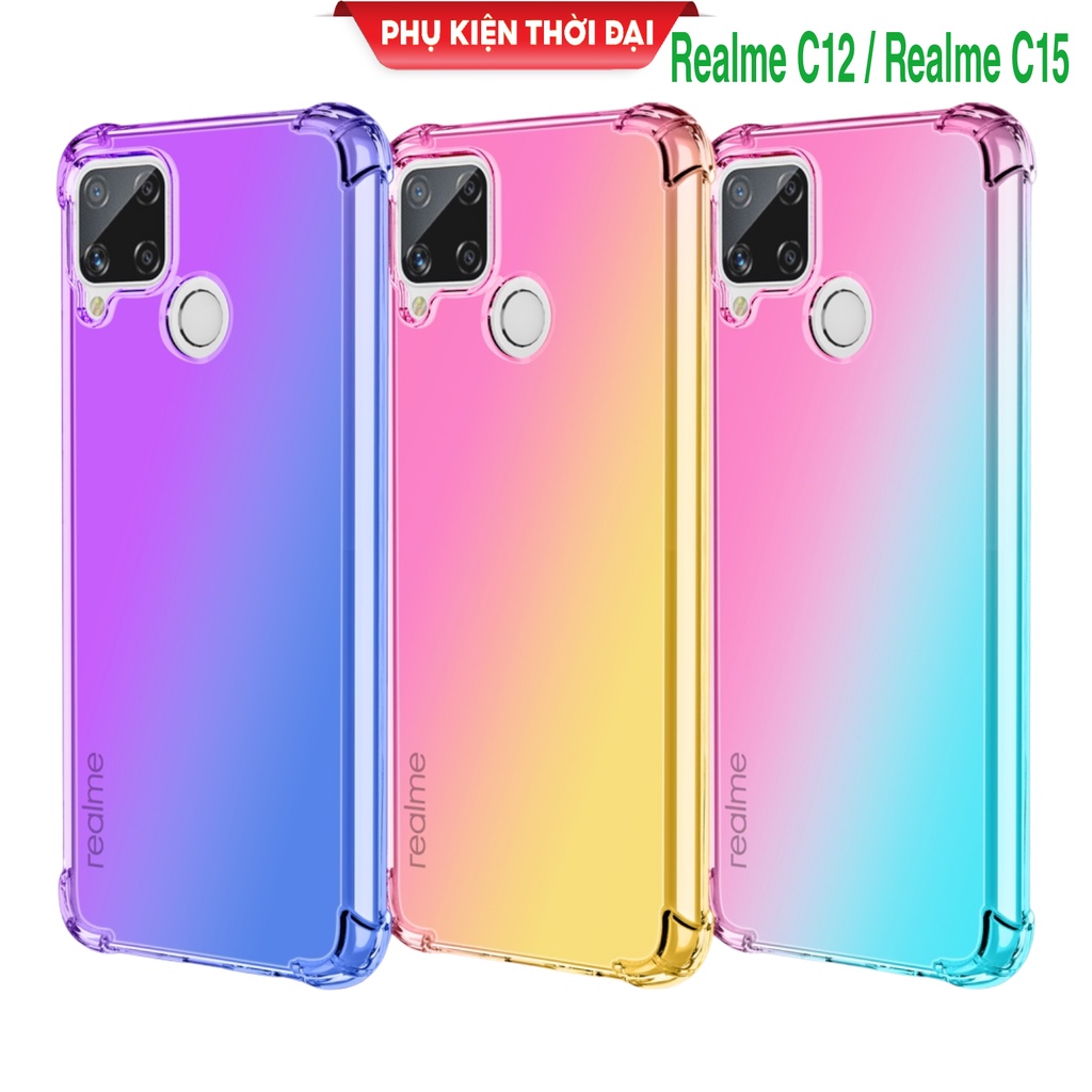 Ốp lưng Realme C12 / Realme C15 dùng chung dẻo đa sắc lồi 4 góc chống sốc thời trang không ố vàng