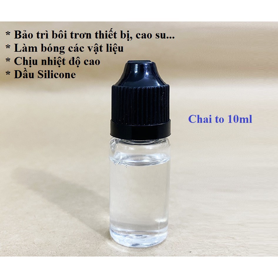 Dầu si-li-con bôi trơn 10ml, bảo trì, chịu nhiệt cao, độ trơn tốt, dạng lỏng màu trắng, làm bóng tăng độ đàn hồi cao su