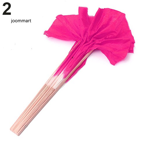 【JM】Chinese Style Handmade Bamboo Handle Artificial Silk Folk Art Belly Dancing Fan