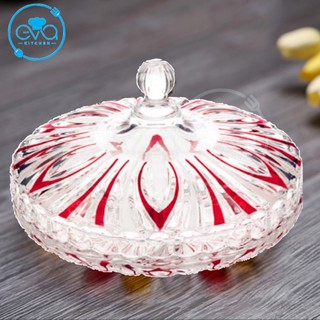 Khay Đựng Mứt Thuỷ Tinh Pha Lê Chia Ngăn Hoạ Tiết Đuôi Cong Màu Cao Cấp / Thố Mứt Tết 510-9 M3168