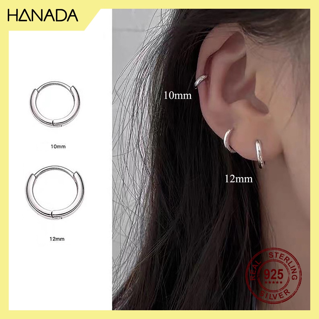 Bông Tai Bạc Hanada Khoen 1,2 cm Dày Siza Đeo Đẹp Nhất Khuyên Tai Bạc Nam Nữ