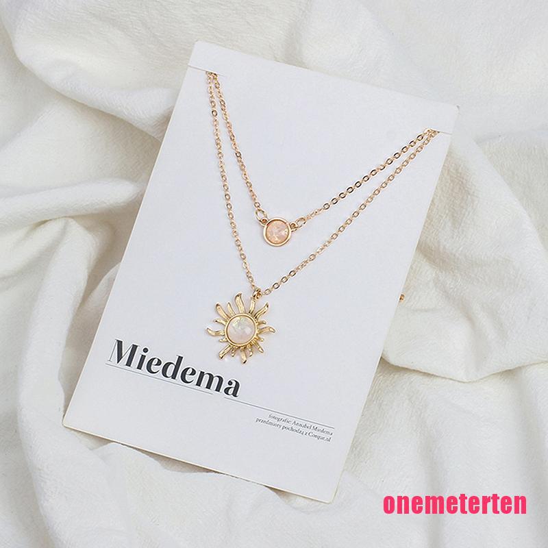 Bohemian Multilayer Choker Gold Sun Flower Pendant Necklace For Women Jew