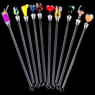 Set 10 que khuấy trang trí đồ uống bằng nhựa acrylic
