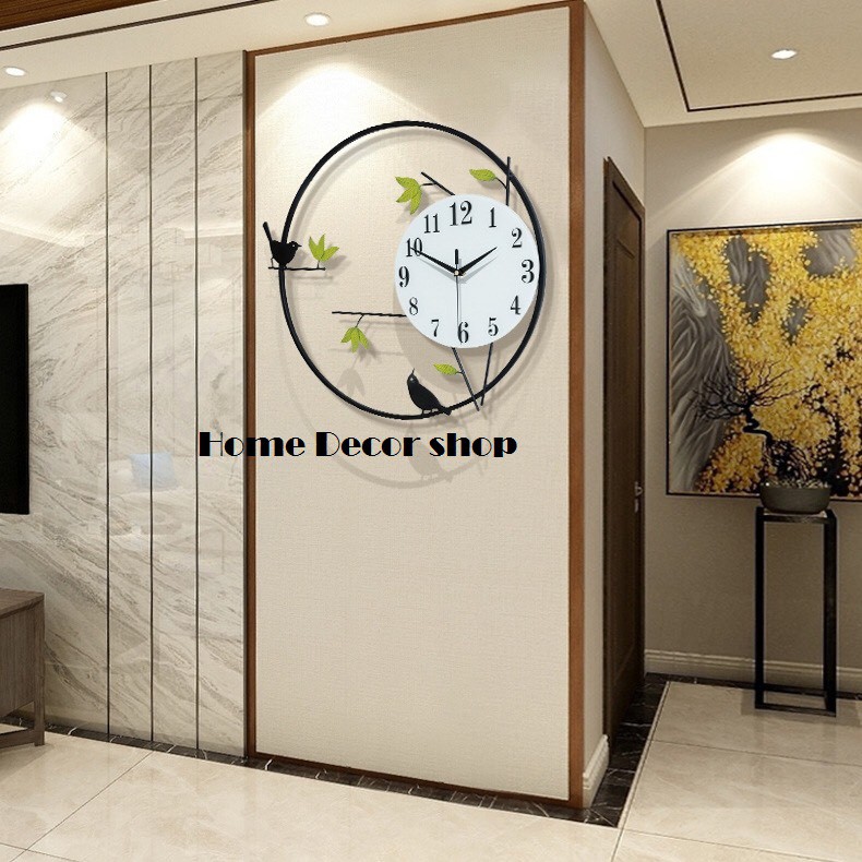 Đồng hồ treo tường hoa lá MÙA XUÂN phong cách Á Đông đương đại