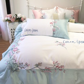 Set chăn ga gối lụa lohem ipsum xan mint 4 món