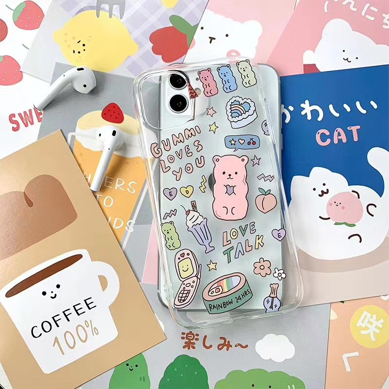 Ốp điện thoại hình gấu 3D DI OR màu kẹo cho iPhone 11 11Pro 11Promax X XS XR XSmax 7 8 plus 12 12promax 12pro 12mini Ốpiphone