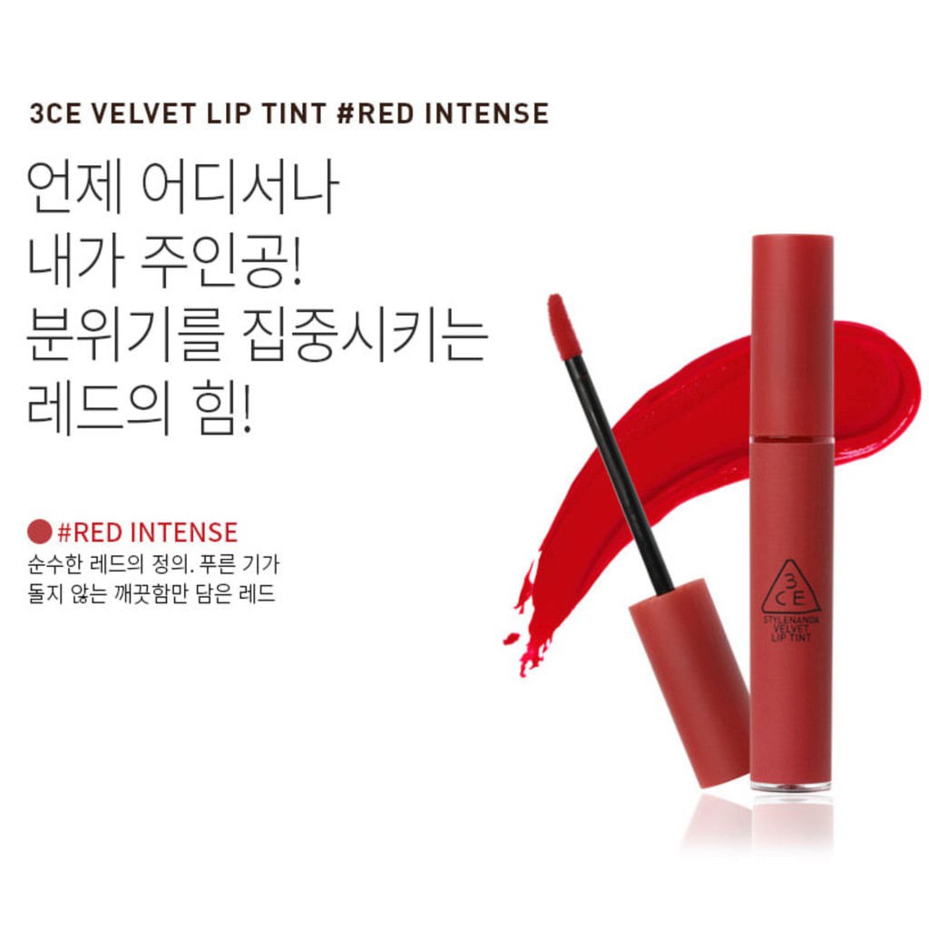 Son 3CE VELVET LIP TINT #RED_INTENSE (Đỏ tươi)