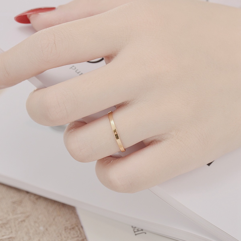 Nhẫn Hở Chất Liệu Thép Không Gỉ Mạ Vàng 18K Nhiều Hình Dáng