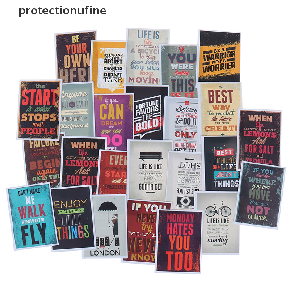 Set 25 Sticker Câu Nói Truyền Cảm Hứng Dán Trang Trí Ván Trượt / Laptop / Hành Lý PR3VN