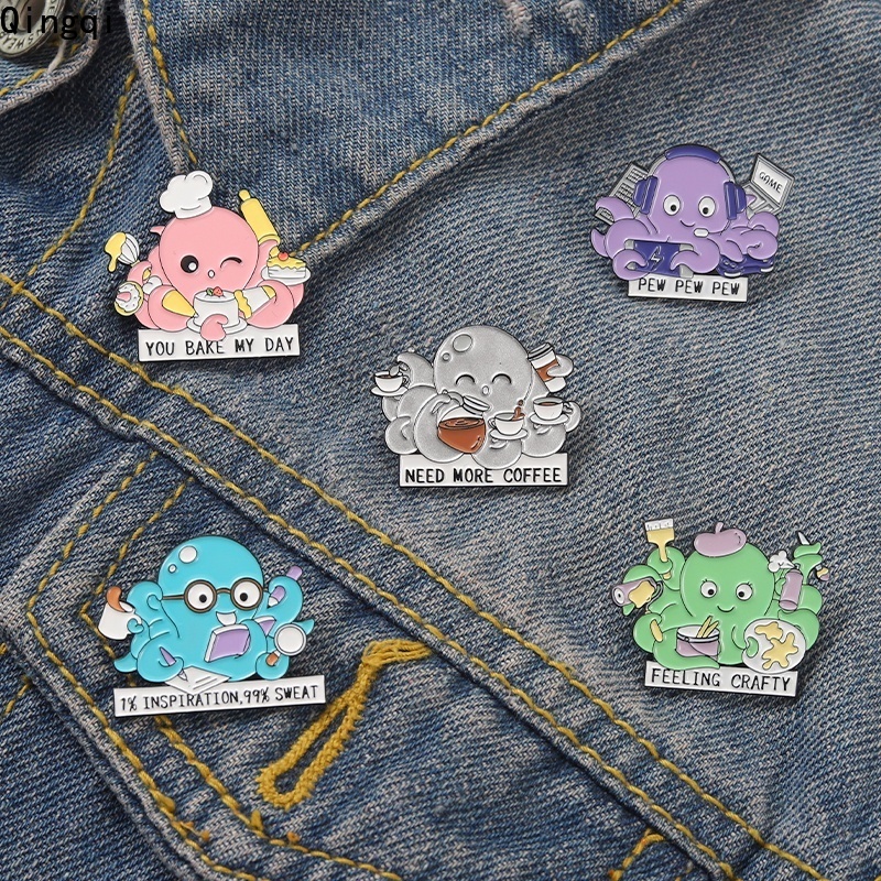 Ghim cài áo Miss Zoe phong cách bạch tuộc hoạt hình dễ thương