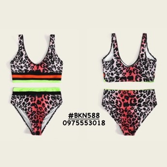 [BKN588] &lt;ÂU&gt; SET BIKINI BEO MIX VIỀN NEON (CẠP CAO)