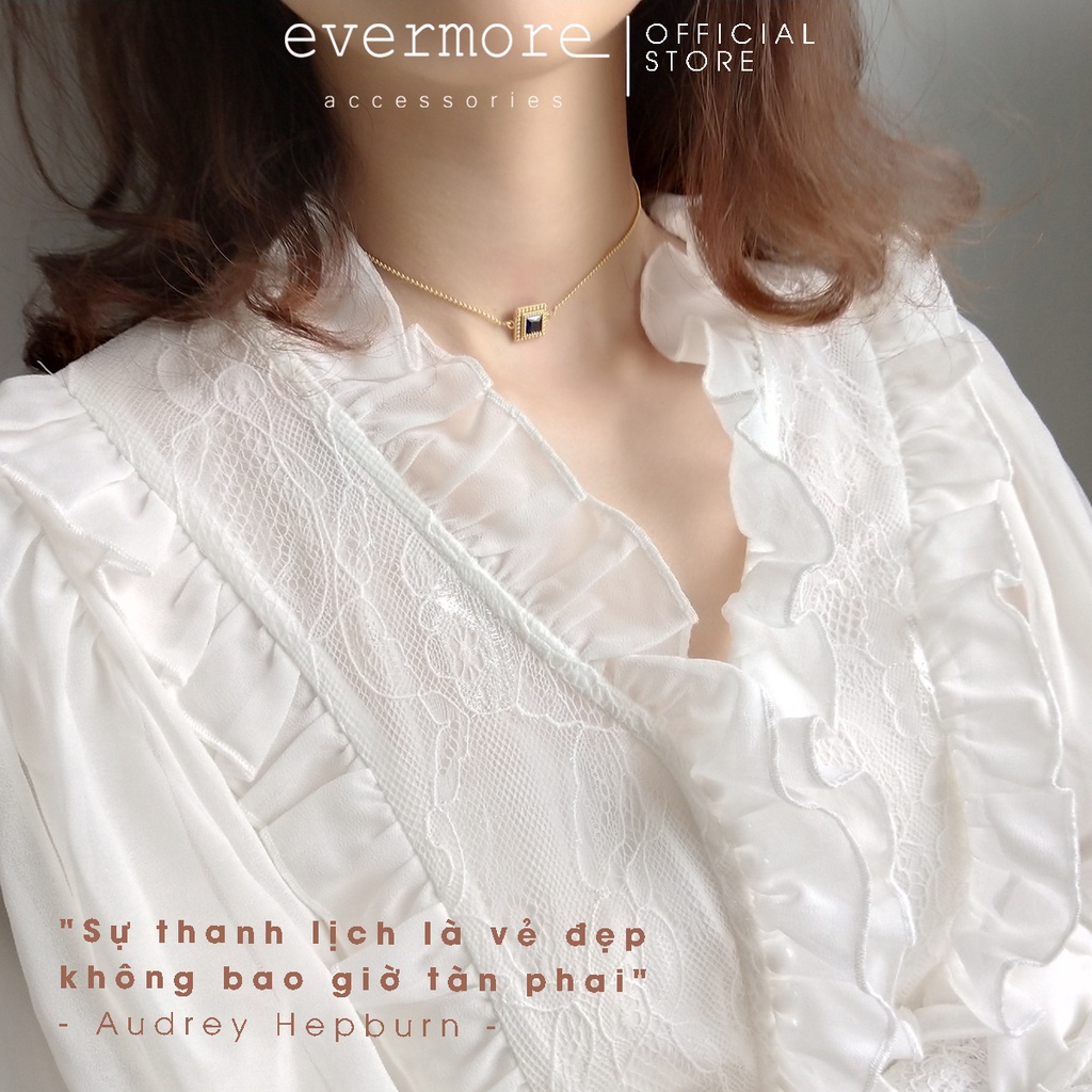 Dây chuyền bạc mạ vàng 14K EVERMORE, vòng cổ vuông đính đá thanh lịch, minimalism - D029