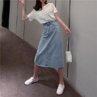 Chân Váy Denim Lưng Cao Ôm Dáng Thời Trang Dành Cho Nữ