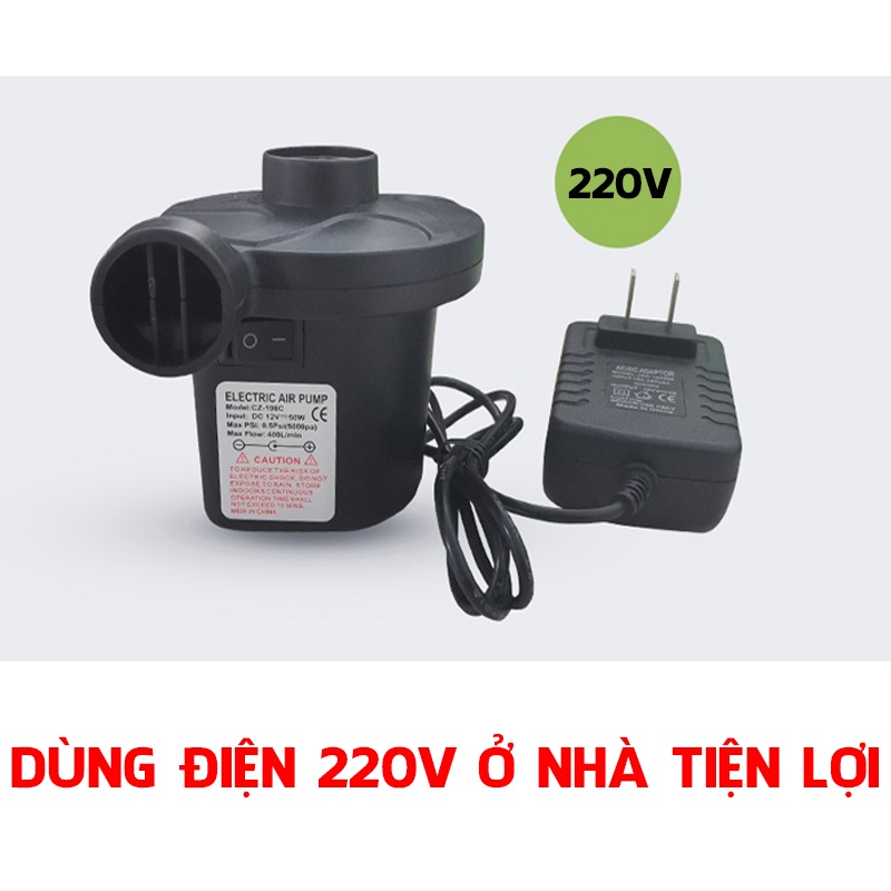 Bơm Điện Phao Bơi Hai Chiều Hút Thổi Bơm Đệm Hơi Ô Tô Tiện Lợi Nhanh Chóng 12V - 220V