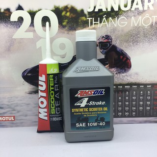 [Combo] Dầu Nhớt Tay Ga Amsoil Scooter Stroke 10w40 946ml + Nhớt Láp Tay Ga Motul 80w90 120ml