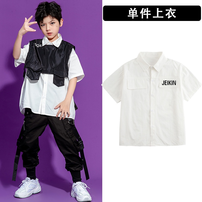 Bộ Trang Phục Nhảy Hip Hop Đường Phố Tay Ngắn Cỡ Vừa Qile 1 / 3 Cho Bé Trai